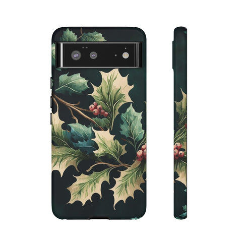 Dark Green Festive Holly in Watercolor - Impact Resistant Phone Case Google Pixel 6 Matte